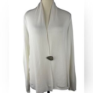 Diktons Barcelona white sheer cardigan triangular 1 button closure sz M